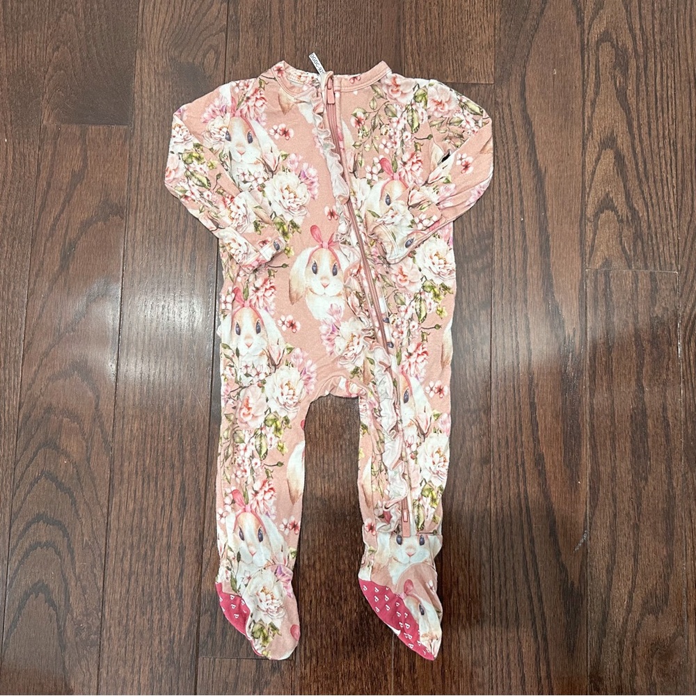 Posh Peanut Blush Floral Kids Pajama Footies